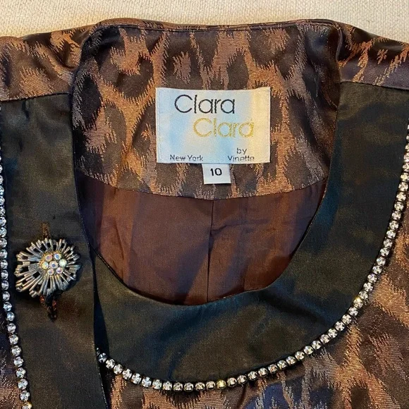 Vintage 70s/80s Leopard Print Blazer Jacket with Rhinestone Embellishments, M/L - Picture 4 of 5